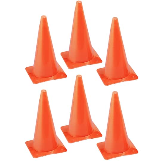 Champion Sports 15&#x22; Fluorescent Orange High Visibility Safety Cone, 6 Pack